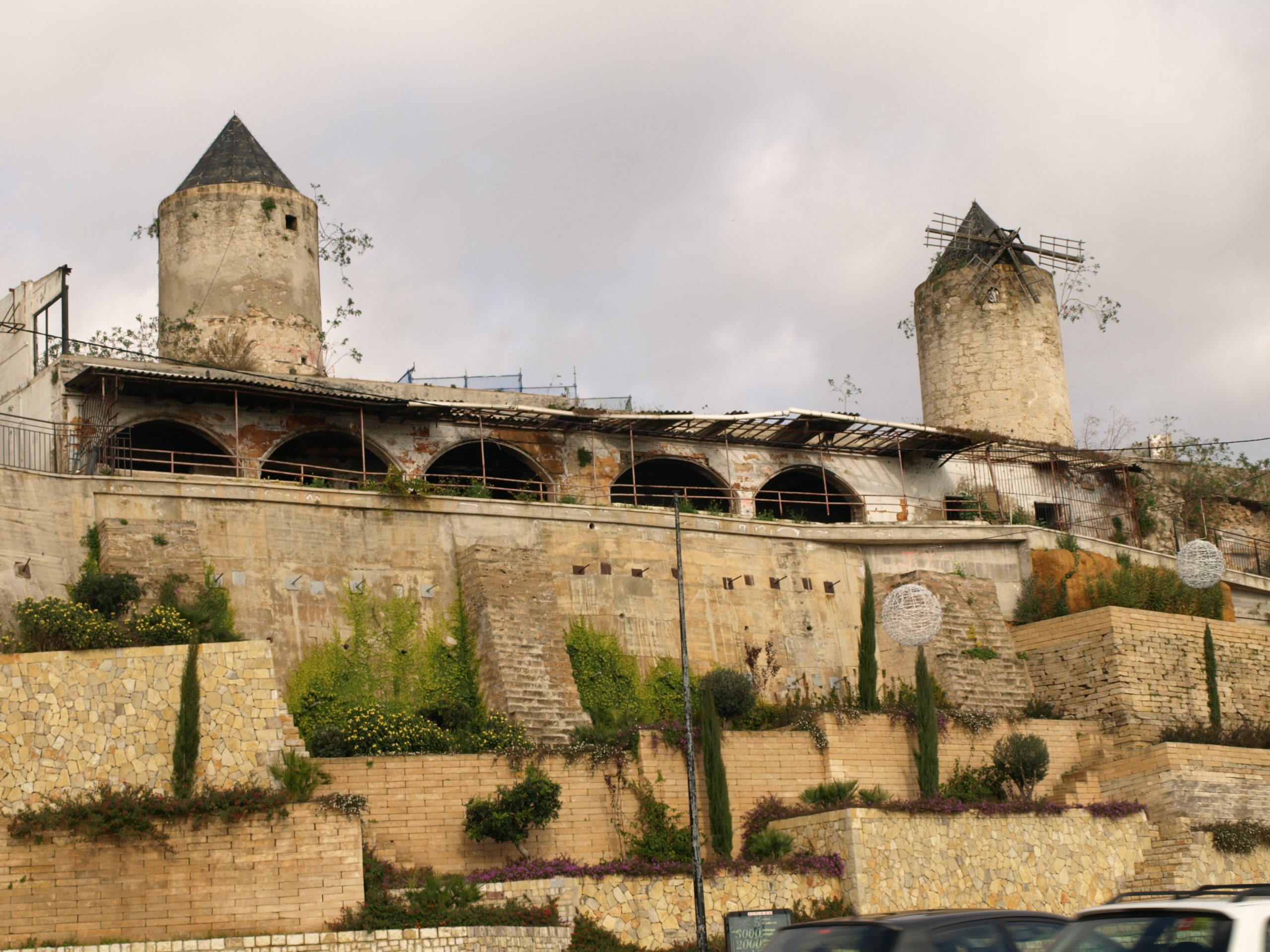 The surviving stone windmills of Es Jonquet above Santa Catalina in Palma